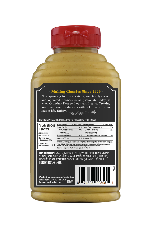 Beaver Brand Chinese Mustard back 11oz