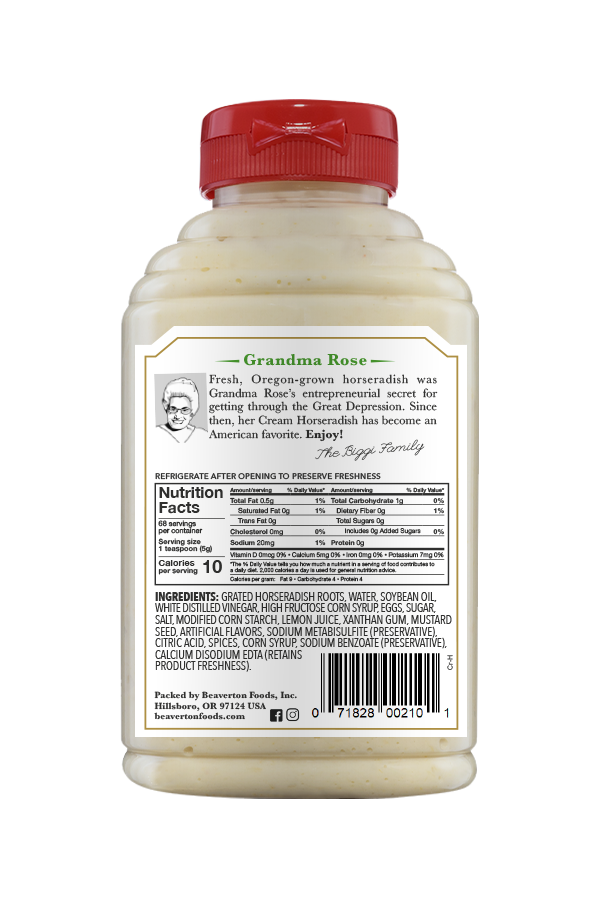 Beaver Brand Cream Horseradish back 12oz