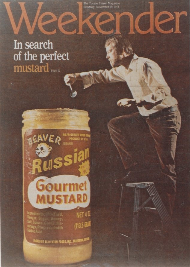 Cover of Weekender magazine displaying Beaver Russian Sweet Hot Gourmet Mustard