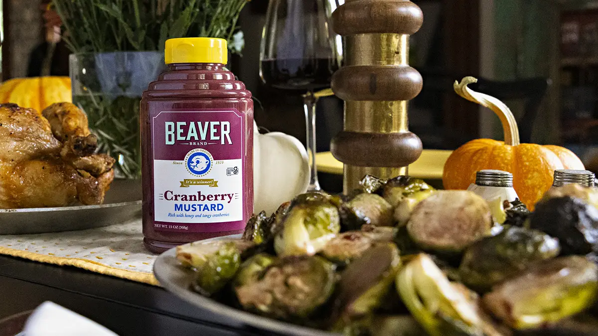 Cranberry Mustard Roasted Brussels Sprouts