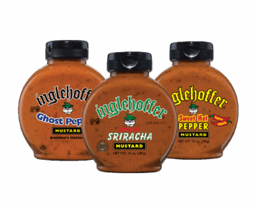 Inglehoffer "The Heat Seeker" 3-Pack – (Ghost Pepper Mustard, Sriracha Mustard, Sweet Hot Pepper Mustard)